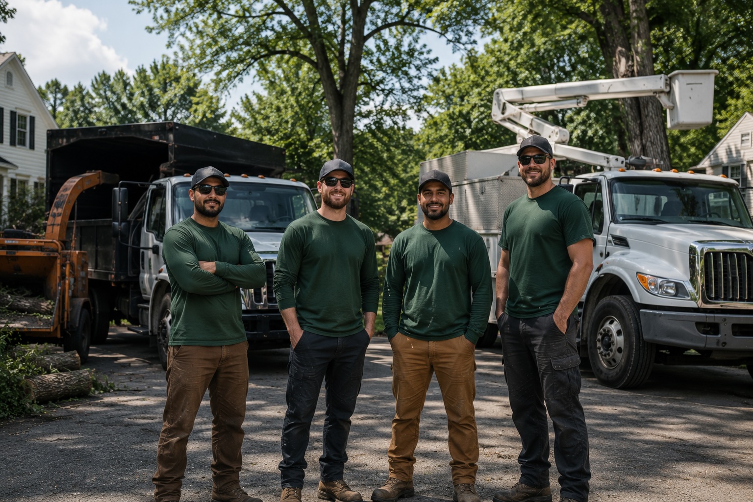 NoVA Tree Trimming crew with equipment trucks in Northern Virginia